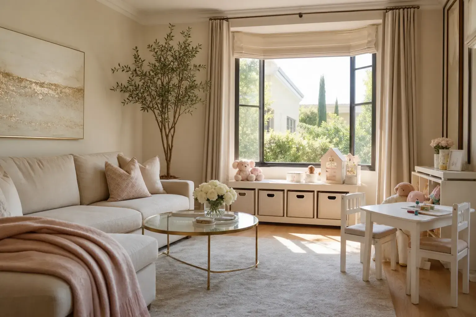 Bright family living space for Beverly Hills mommy makeover recovery planning | SurgiSculpt®