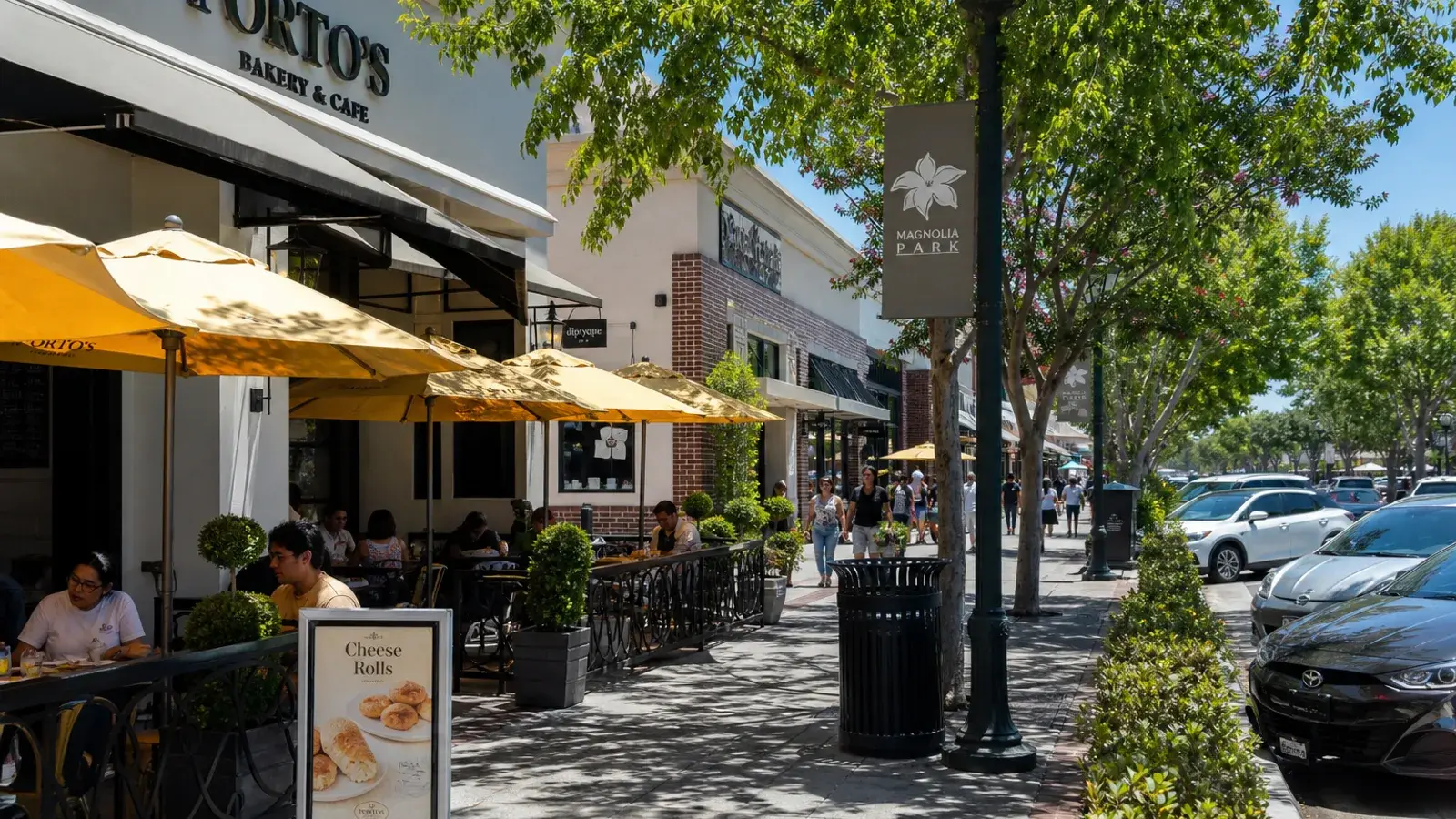 Magnolia Park Burbank outdoor shopping street — mommy makeover city life | SurgiSculpt®