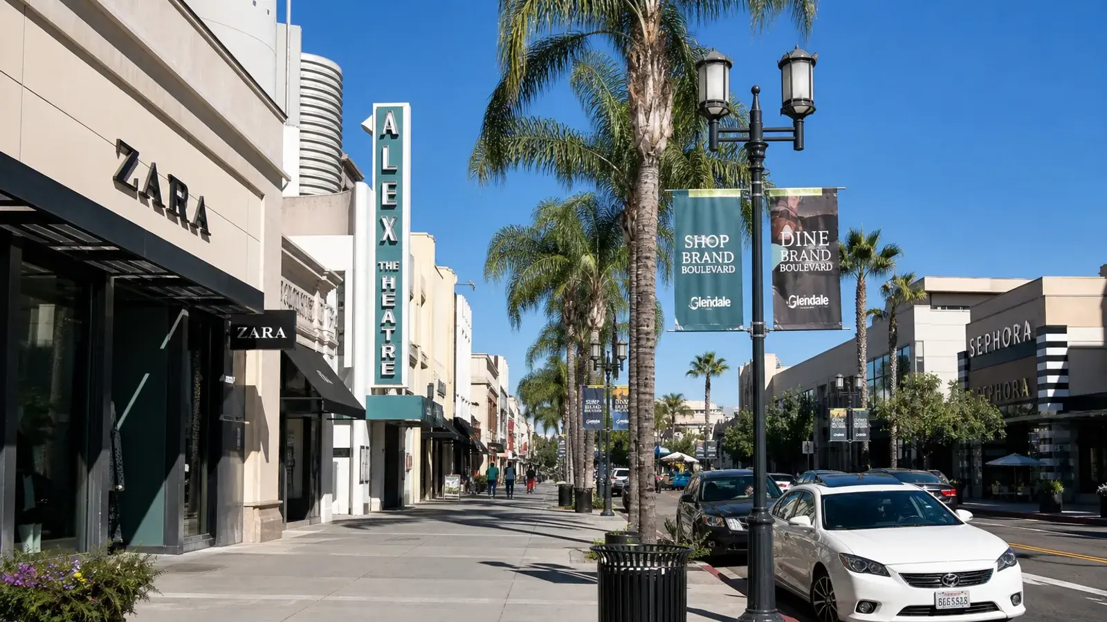 Daytime Brand Boulevard shopping street exteriors in Glendale — mommy makeover city life | SurgiSculpt®