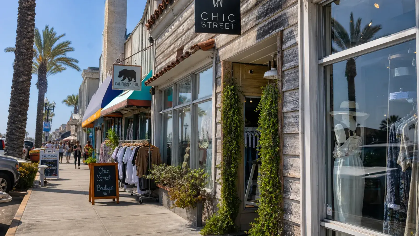 Huntington Beach Main Street outdoor boutique exteriors — breast augmentation lifestyle | SurgiSculpt®