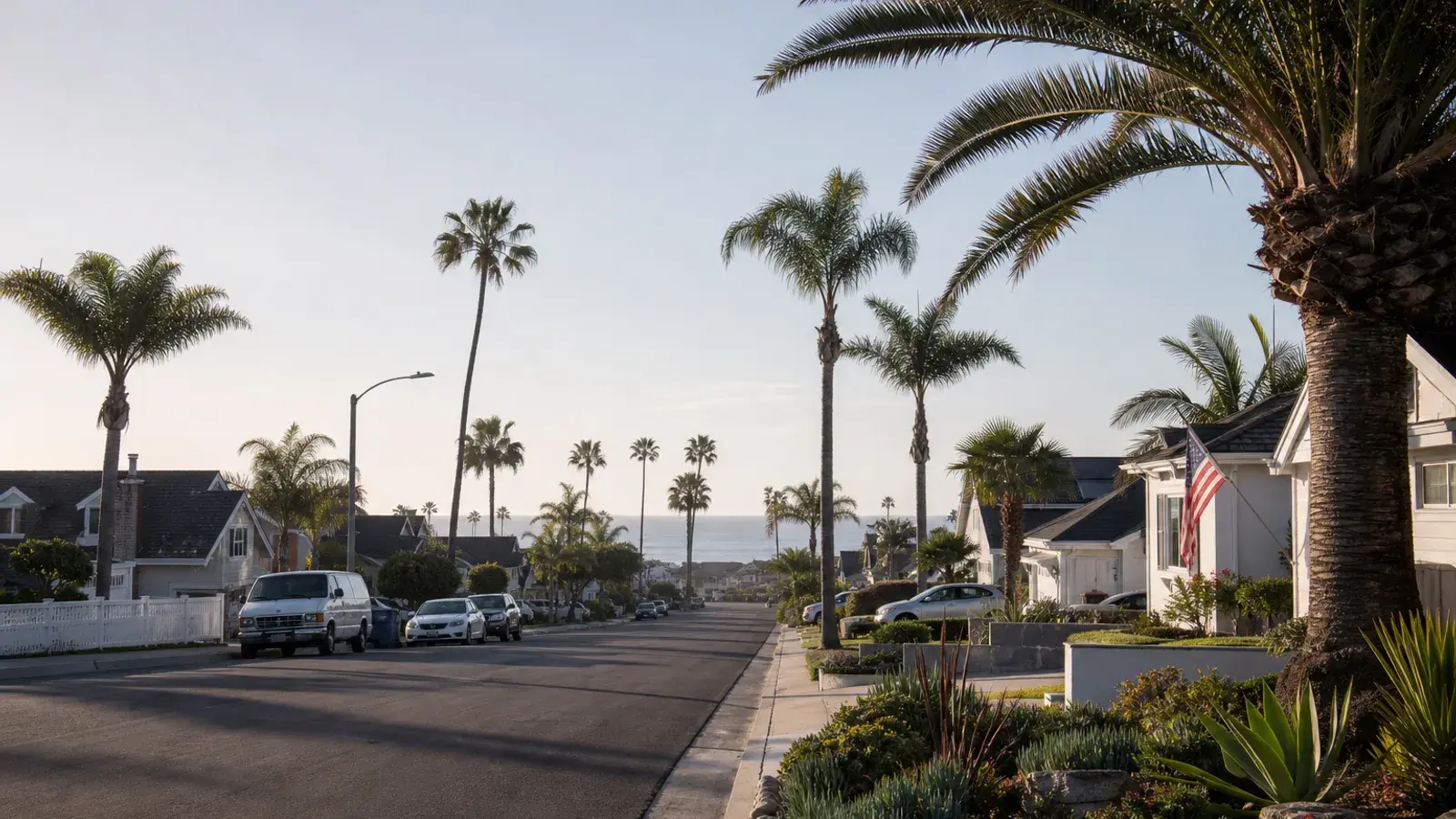 Quiet Huntington Beach residential street near the coast — tummy tuck recovery mood | SurgiSculpt®