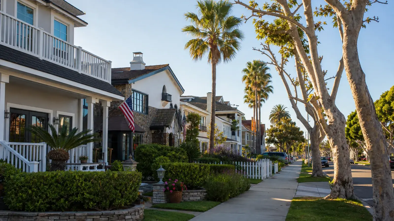 Belmont Shore coastal residential street morning light — HD lipo lifestyle | SurgiSculpt®