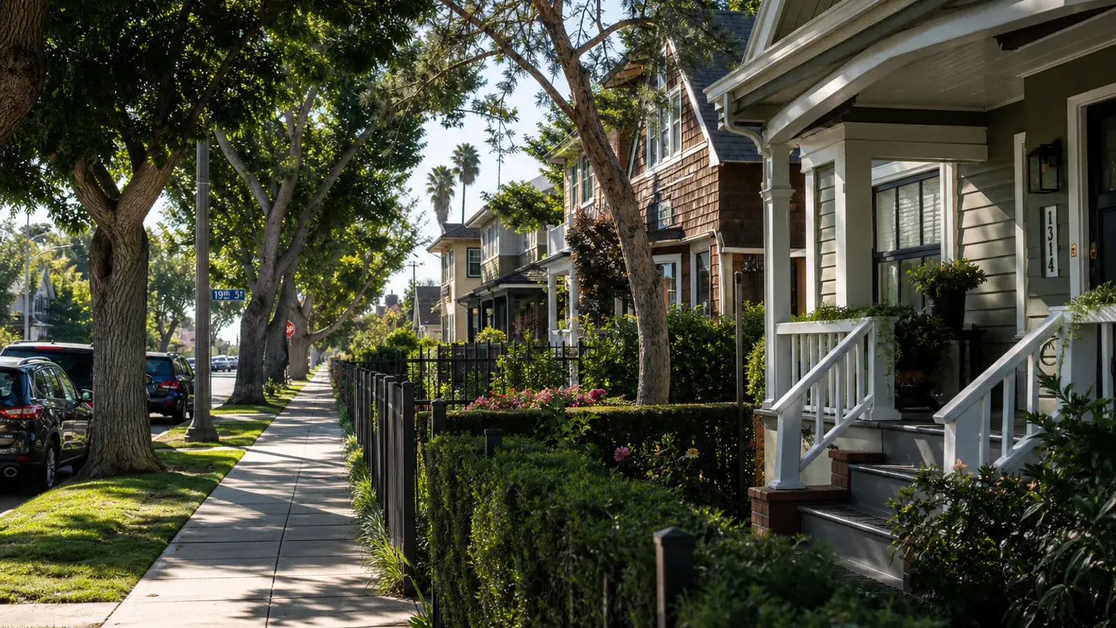Leafy San Pedro neighborhood sidewalk near historic downtown — mommy makeover context | SurgiSculpt®