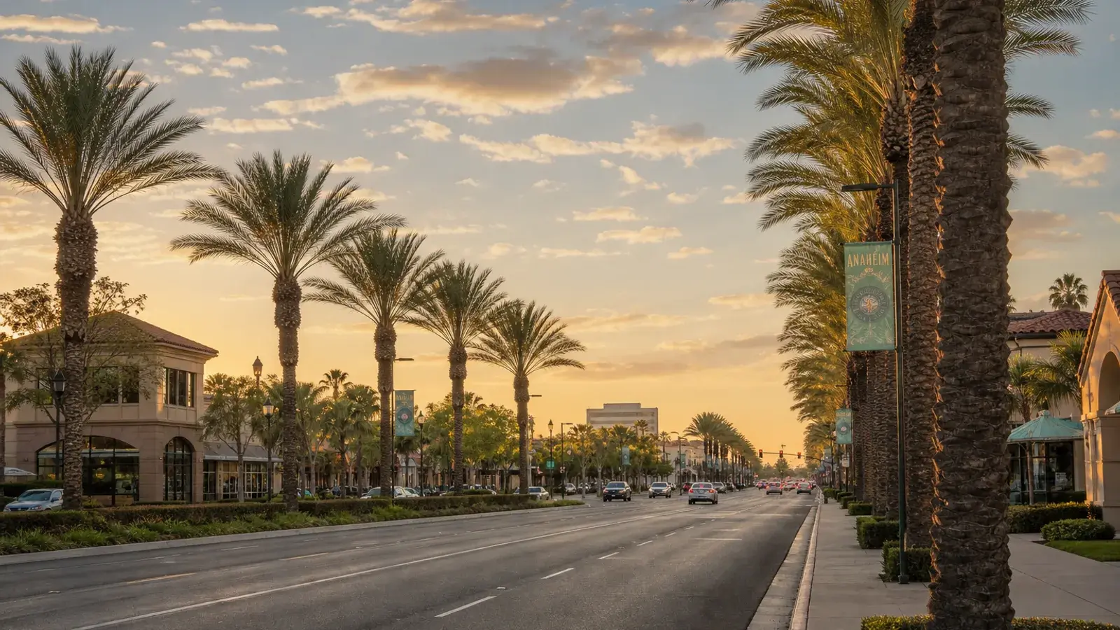 Palm-lined Anaheim boulevard at golden hour — HD Liposuction lifestyle Palm-lined Anaheim boulevard at golden hour — HD Liposuction lifestyle | SurgiSculpt®