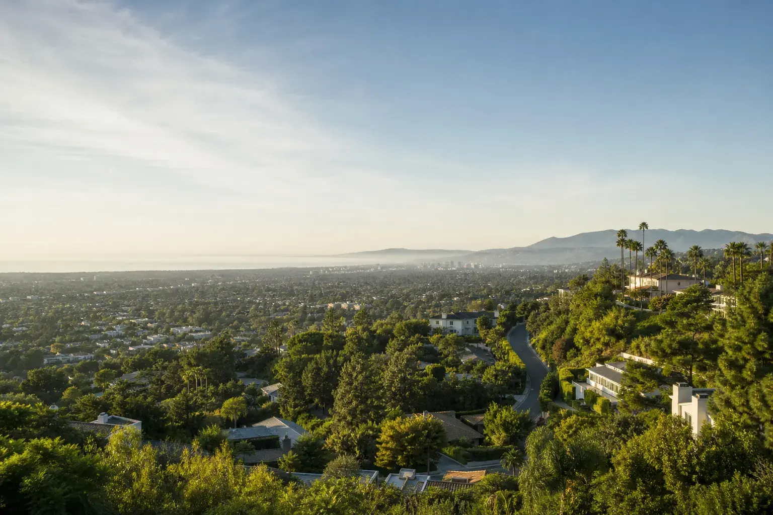 Morning panoramic view from Beverly Hills toward ocean haze Morning panoramic view from Beverly Hills toward ocean haze | SurgiSculpt®