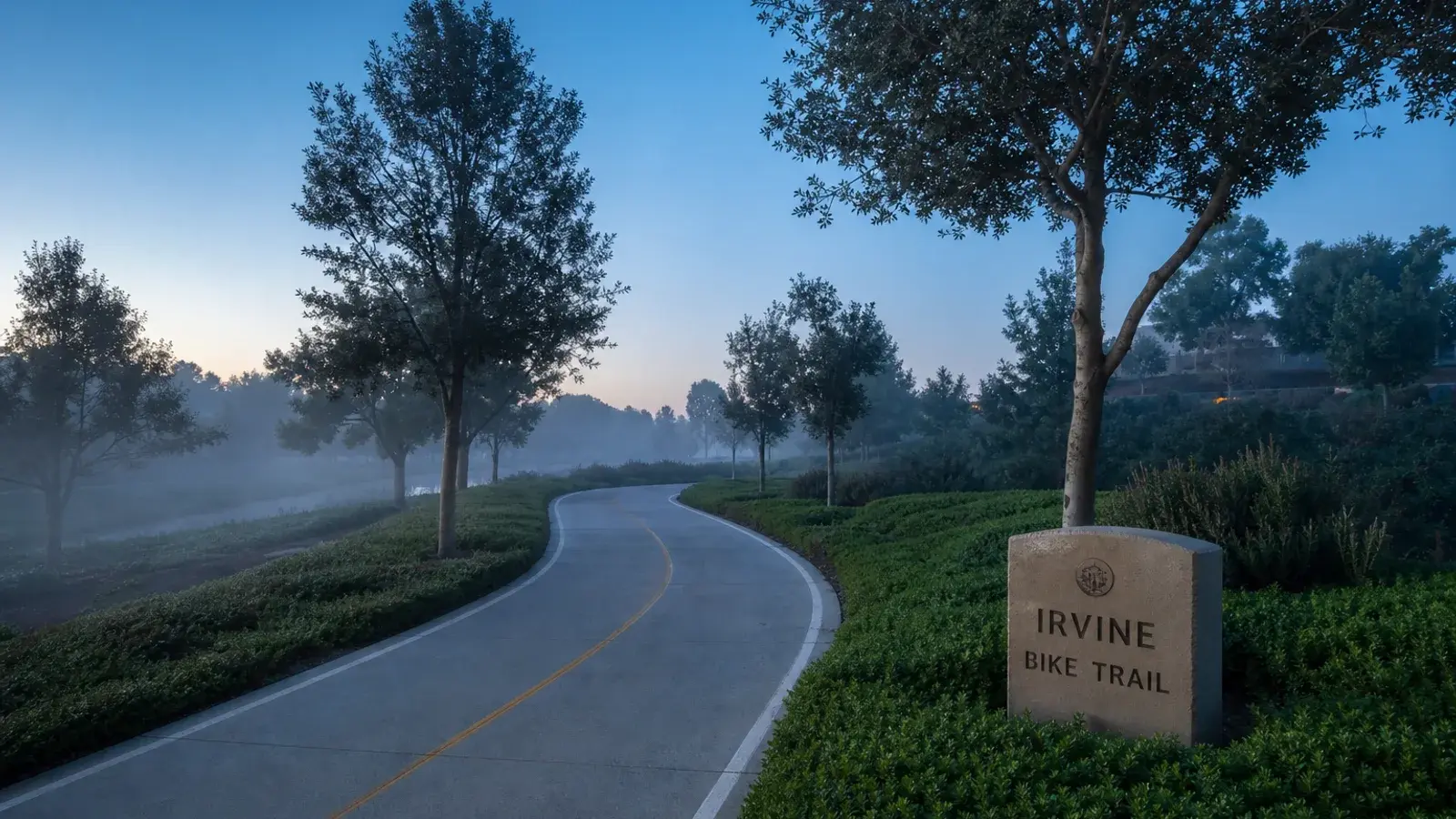 Irvine bike trail at dawn through landscaped greenbelt — gynecomastia lifestyle Irvine bike trail at dawn through landscaped greenbelt — gynecomastia lifestyle | SurgiSculpt®