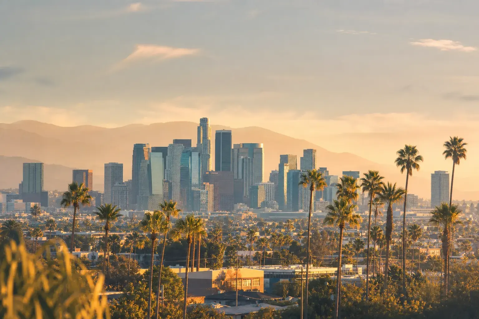 Downtown Los Angeles skyline at golden hour — High-Definition Liposuction for LA patients Downtown Los Angeles skyline at golden hour — High-Definition Liposuction for LA patients | SurgiSculpt®