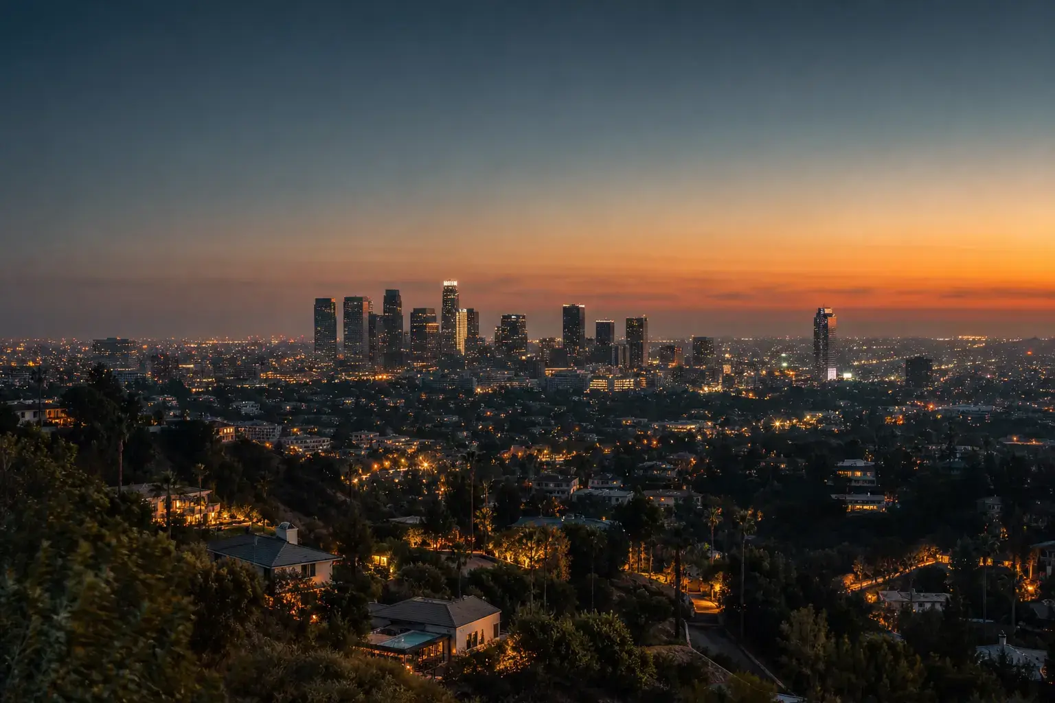 Los Angeles basin view at blue hour — tummy tuck planning for city patients Los Angeles basin view at blue hour — tummy tuck planning for city patients | SurgiSculpt®