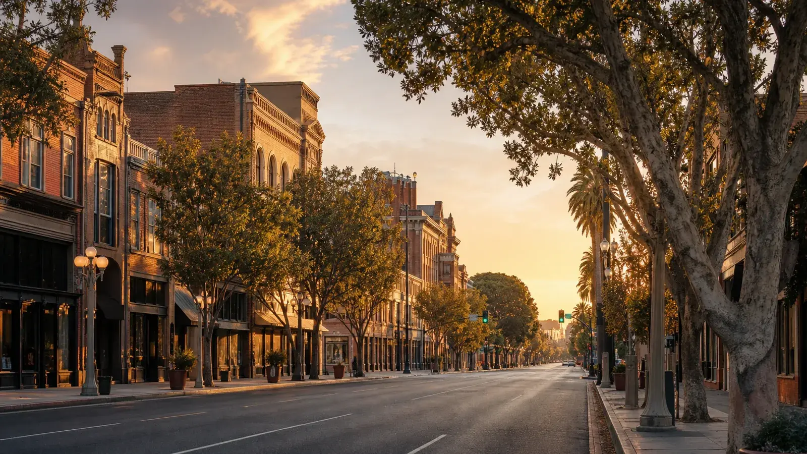 Old Pasadena streetscape at golden hour along Colorado Boulevard — HD Liposuction lifestyle context Old Pasadena streetscape at golden hour along Colorado Boulevard — HD Liposuction lifestyle context | SurgiSculpt®
