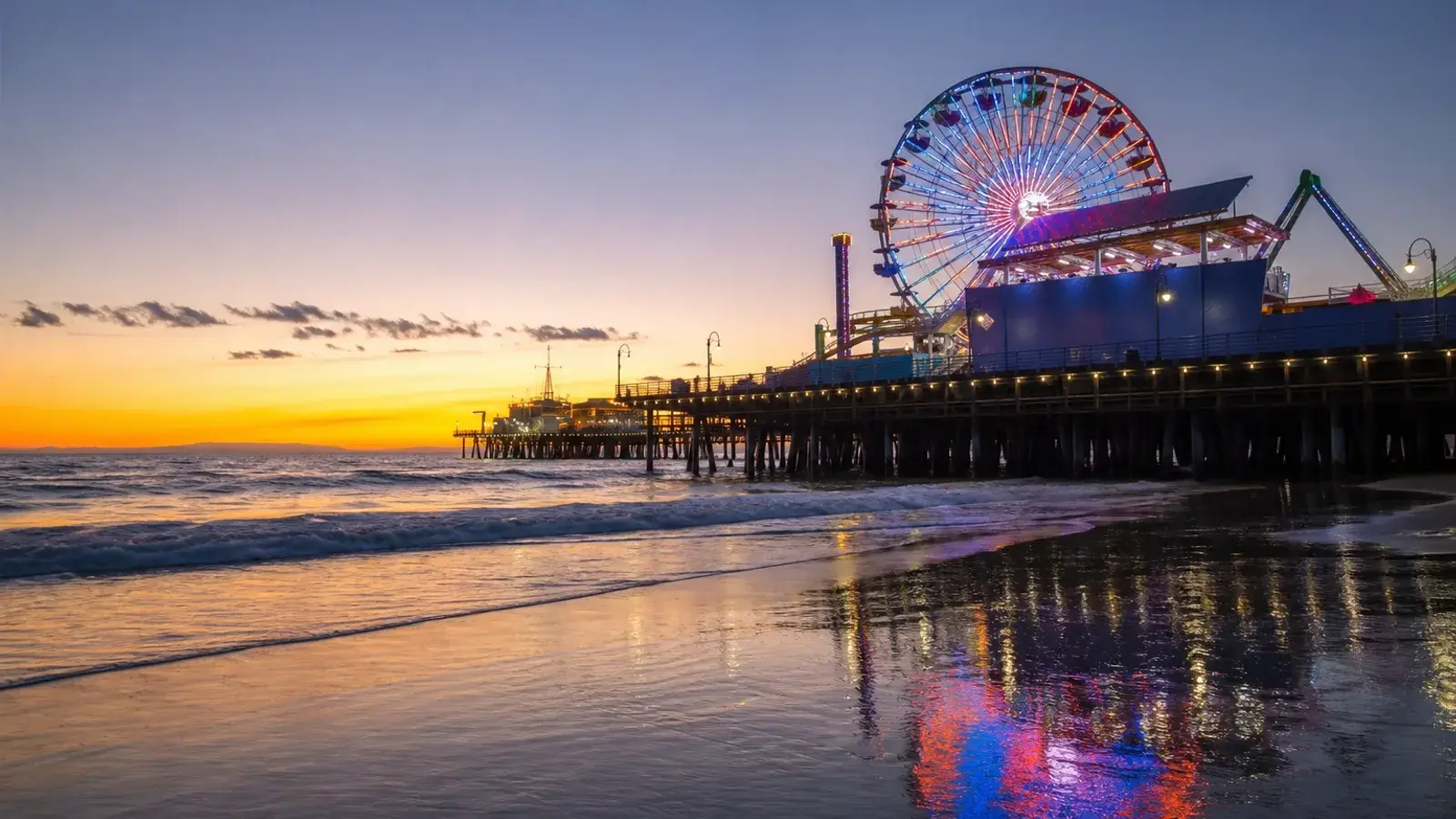 Santa Monica Pier at dusk — Brazilian Butt Lift coastal lifestyle Santa Monica Pier at dusk — Brazilian Butt Lift coastal lifestyle | SurgiSculpt®