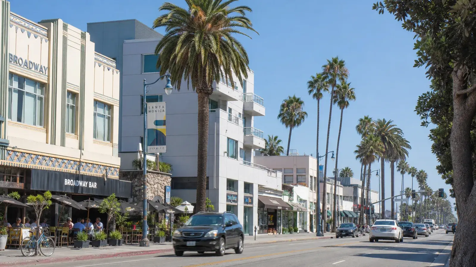 Palm-lined Santa Monica downtown street — discreet gynecomastia logistics Palm-lined Santa Monica downtown street — discreet gynecomastia logistics | SurgiSculpt®
