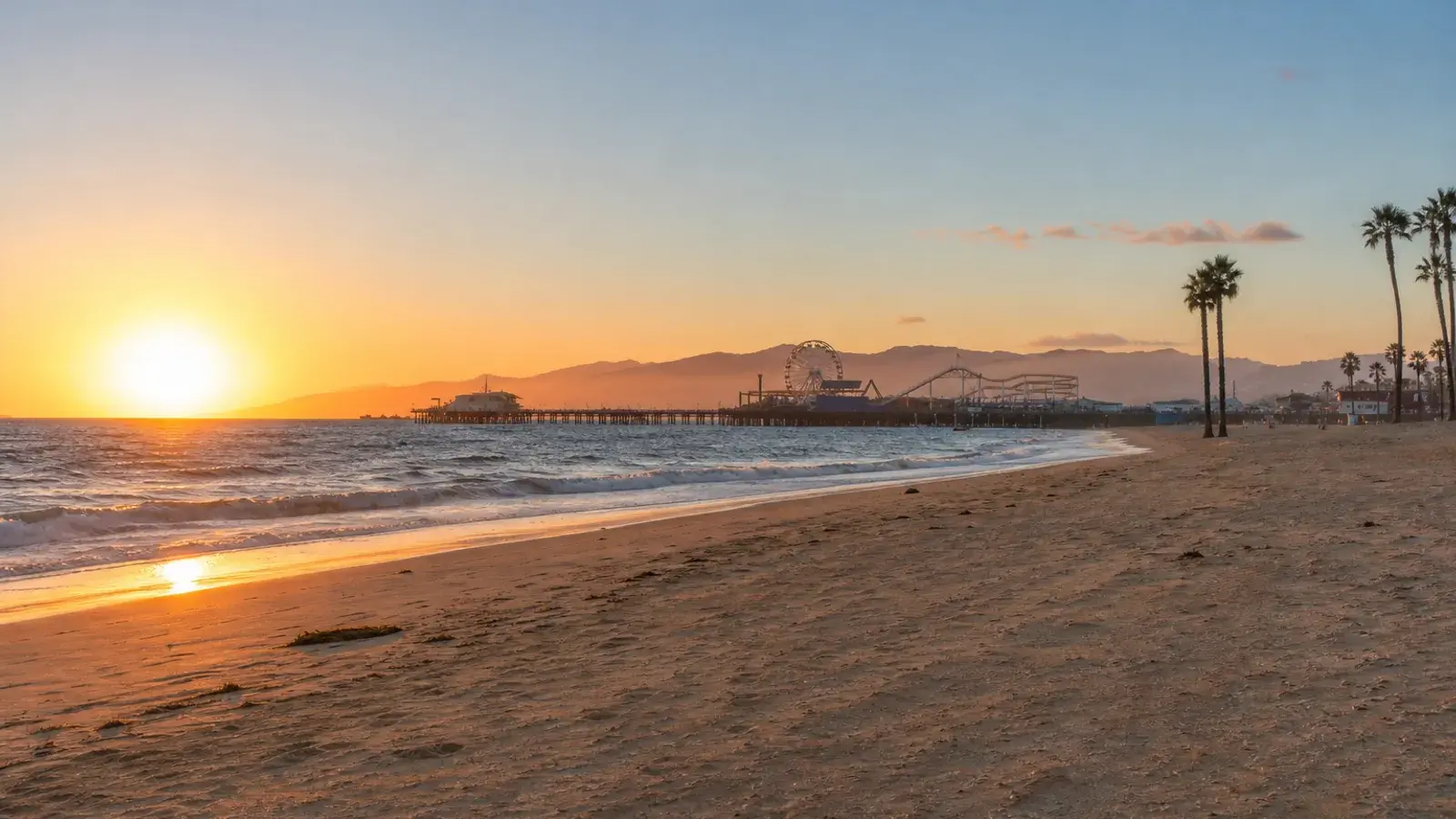 Santa Monica oceanfront and Pier at golden hour — HD Liposuction lifestyle context Santa Monica oceanfront and Pier at golden hour — HD Liposuction lifestyle context | SurgiSculpt®
