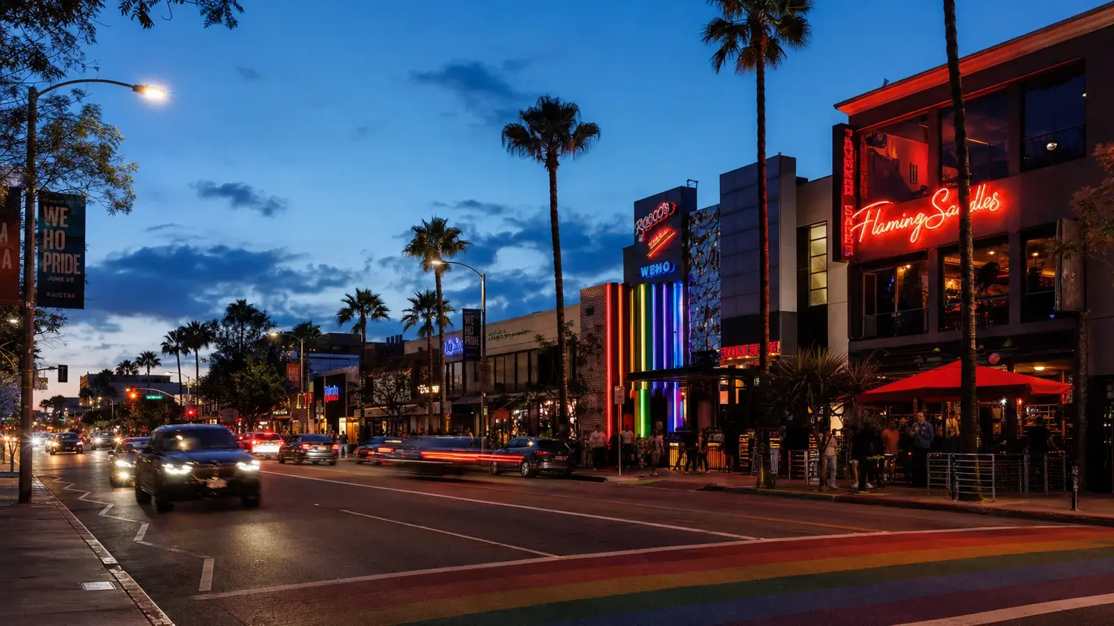 Santa Monica Boulevard corridor in West Hollywood at blue hour Santa Monica Boulevard corridor in West Hollywood at blue hour | SurgiSculpt®