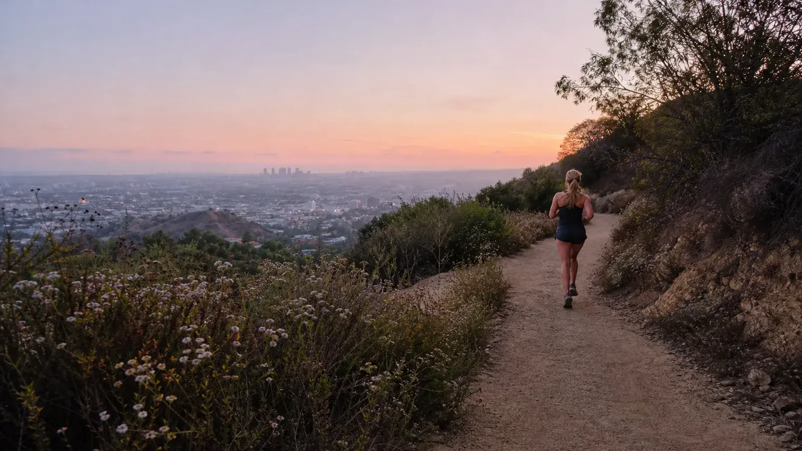 Dawn trail above West Hollywood hills for gynecomastia lifestyle context Dawn trail above West Hollywood hills for gynecomastia lifestyle context | SurgiSculpt®