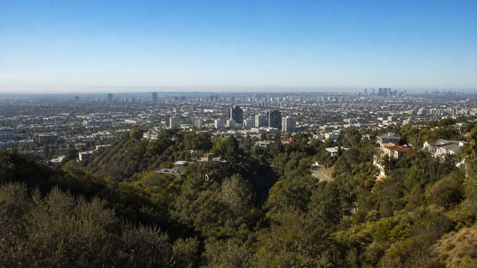 Morning panoramic view from hills overlooking West Hollywood and the Los Angeles basin Morning panoramic view from hills overlooking West Hollywood and the Los Angeles basin | SurgiSculpt®